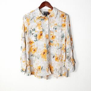 Olivia Investments Women’s Blouse Floral Semi Sheer Lightweight PL Petite Large